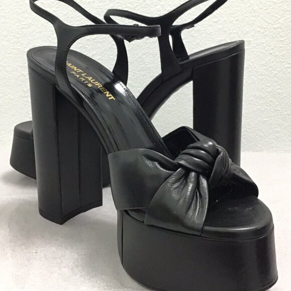 Saint Laurent Black Bianca Knotted Platform Sandal - Picture 6 of 13